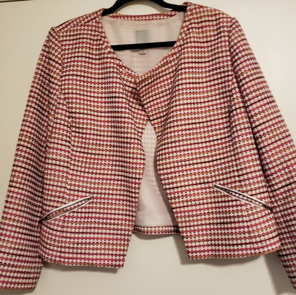 Halogen Red and White Patterned Blazer